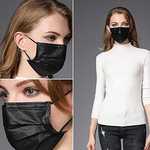 NNPCBT 100PCS 3 Ply Black Disposable Face Mask Filter Protection Face Masks - Image 4