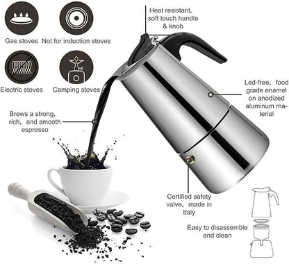 ZJchao Eagle Beak Design Moka Pot Portable Stainless Steel Coffee Maker Pot - Image 2