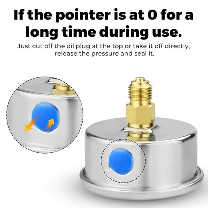 0-60 Psi Glycerin Liquid Filled Low Pressure Gauge, 2.5" Dial Size, 1/4" G Back - Image 6