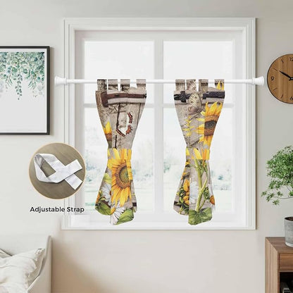 Farmhouse Sunflowers Bedroom Curtains 63 Inch Length, Window Curtains Tab Top - Image 5