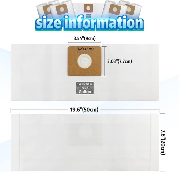 10 PCS Bundle Set 3 Gallon Vac Bags, ALYYDBG Type C 90669 9066900 9066933 - Image 3
