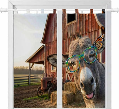 Farm Donkeys Living Room Curtains 84 Inch Length, Window Curtains Tab Top by Unknown