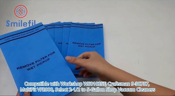 Smilefil 18 Pack Wet Dry Vacuum Filter Bags Compatible - Image 7