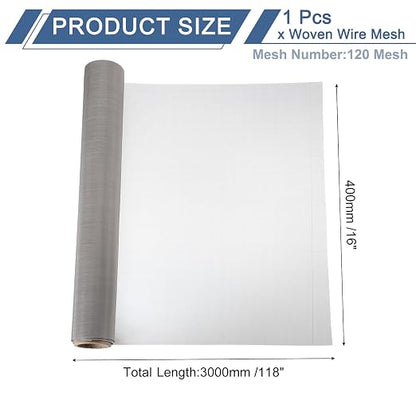 uxcell 120 Mesh 118" x 16" Woven Wire Mesh, 304 Stainless Steel Air Vent Filter - Image 2