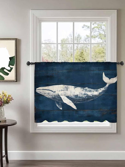 Sheer Curtains 45 Inch Length, Summer Whale Semi Sheer Curtains Light Filtering - Image 2