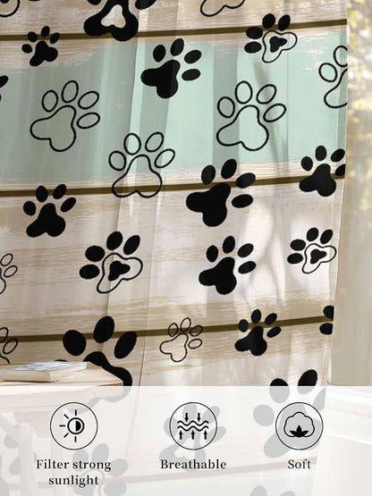 Sheer Curtains 96 Inches Long, Sage Green Beige Farmhouse Semi Sheer Curtains - Image 6
