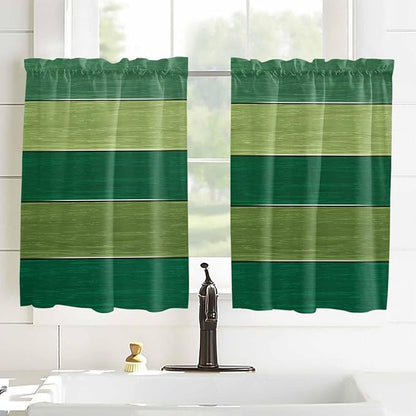Farm Retro Green Wood Grain Window Valance Curtains, Rustic Wooden Plank - Image 4