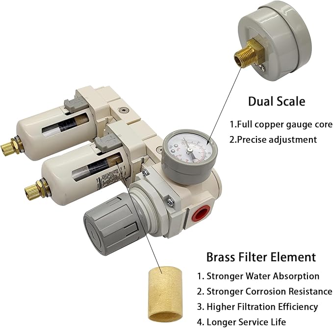 YSIL 1/2" NPT Air Filter Dryer Double Air Filters Compressor Water Separator - Image 7
