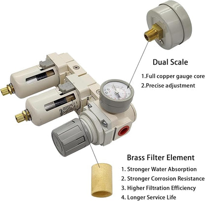 YSIL 1/2" NPT Air Filter Dryer Double Air Filters Compressor Water Separator - Image 7