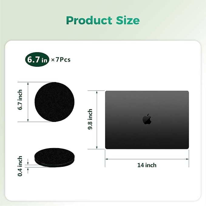 7 Pack 6.7 Inch Round Fiber Cotton Activated Charcoal Compost Filters - Image 2