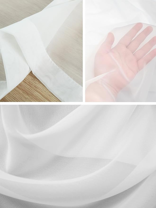 Sheer Curtains 54 Inch Length, Farmhouse Feather Semi Sheer Curtains Light - Image 7