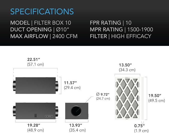 AC Infinity Inline Filter Box 10" - Image 5