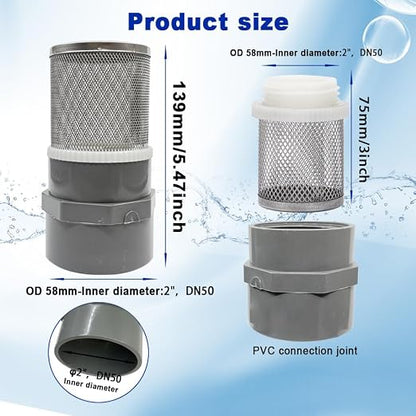 2" Stainless Steel Filter Cover Connected to 2 inch/DN50 Grey PVC Filter Water - Image 4