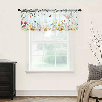 Easter Sheer Valances for Windows 54"x18", Light Filtering Kitchen Curtains - Image 9