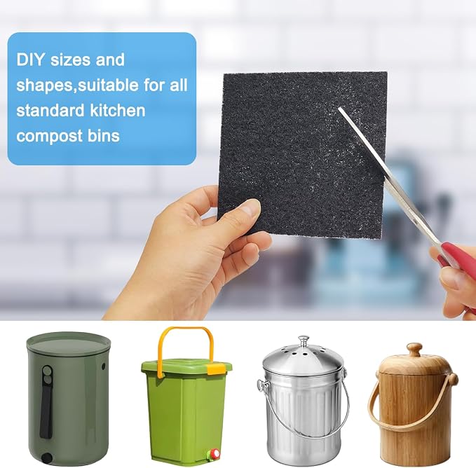 4 Pack 5inch Charcoal Filters for Kitchen Compost Bin, Compost Filters for - Image 5