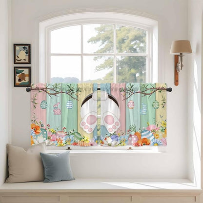Easter Kitchen Tier Curtains 36 Inch Long 2 Panel Set, Rod Pocket Half Window by Unknown
