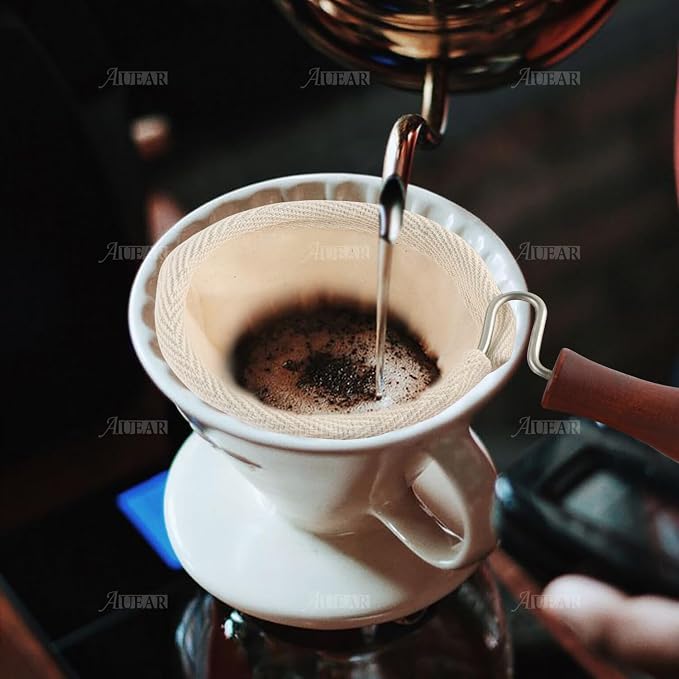 AUEAR, Wooden Handle Coffee Filter Reusable Cafe Flannel Cloth Bag Sock Strainer - Image 3