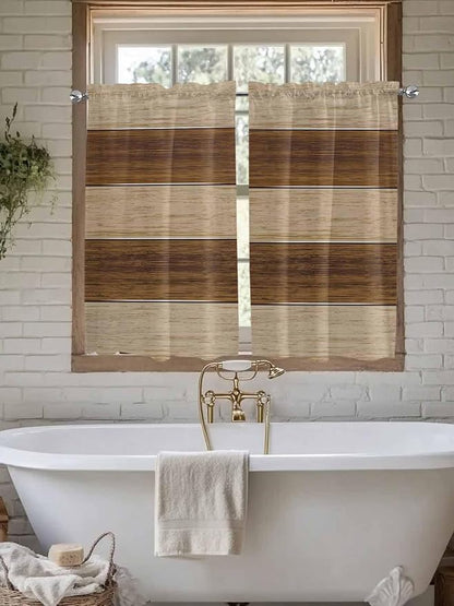 Retro Country Brown Wooden Board Window Valance Curtains, Farmhouse Gradient - Image 6
