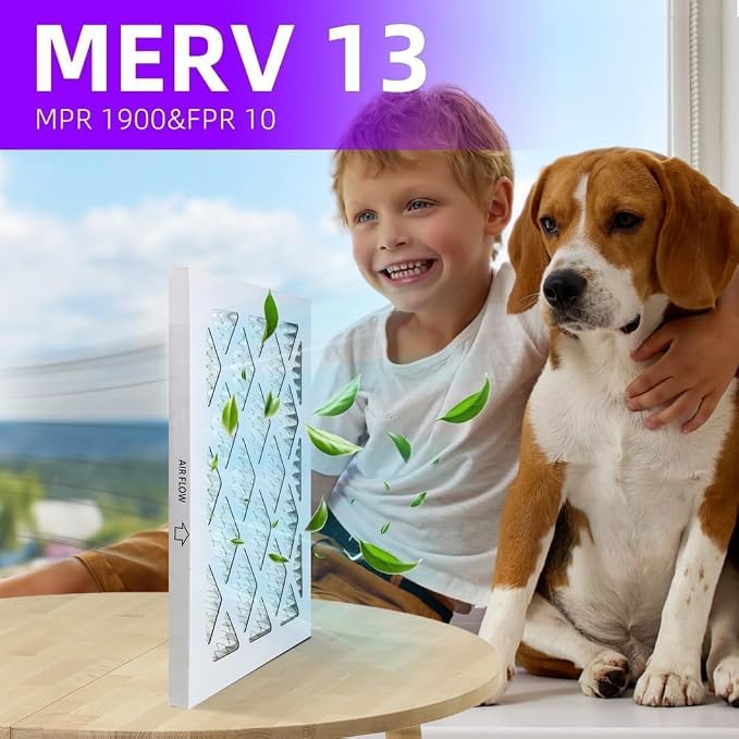 14x25x1 MERV 13 Pleated Air Filter MPR 1900 & FPR 10, Furnace Air Filters - Image 2