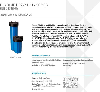 Pentair Pentek 150468 Big Blue Filter Housing, 3/4" NPT #20 Whole House Heavy - Image 2