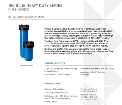 Pentair Pentek 150470 Big Blue Filter Housing, 3/4" NPT #10 Whole House Heavy - Image 2