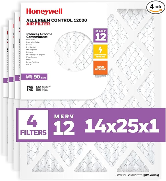 Honeywell 14x25x1 MERV 12 Electrostatic Pleated HVAC AC Furnace Air Filter | by HoneywellAirComfort