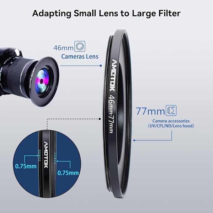 46mm Lens to 77mm Camera Lens Adapter, 46mm to 77mm Filter Step-Up Adapter Ring - Image 4