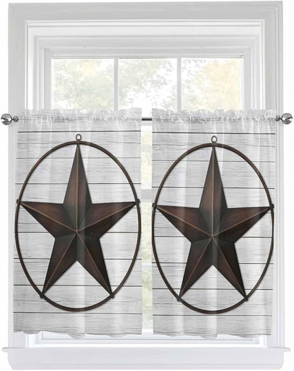 Vintage Farm Western Star Window Valance Curtains, 2 Panel - Image 8
