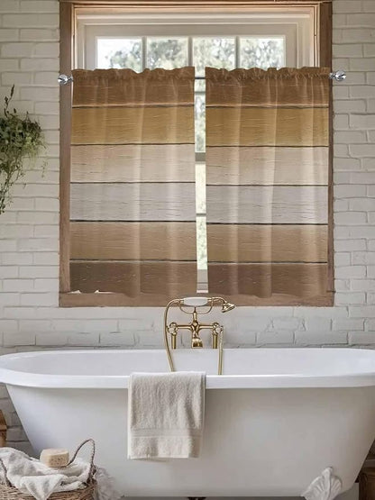 Vintage Brown Gradient Wood Grain Window Valance Curtains, Farmhouse Wood Barn - Image 6