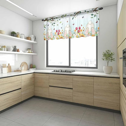 Easter Sheer Valances for Windows 42"x18", Light Filtering Kitchen Curtains - Image 6