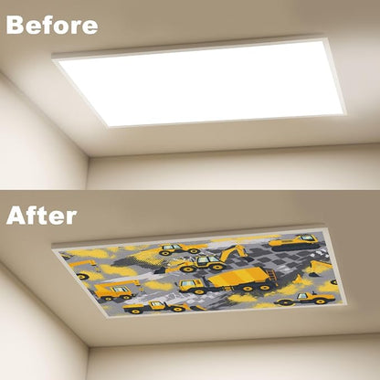6 Pcs Fluorescent Light Covers for Ceiling Lights Yellow Construction Vehicles - Image 4