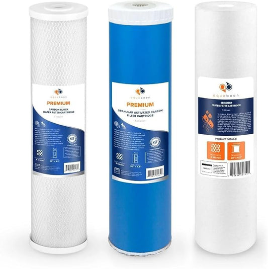 Aquaboon 5 Micron 20 x 4.5 Whole House Water Filter Replacement Cartridge Set: by Aquaboon