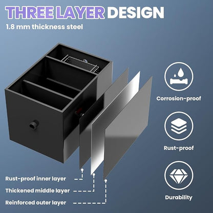 40 LBS Grease Trap Commercial Carbon Steel Grease Interceptor, 15 GPM Flow Rate - Image 6