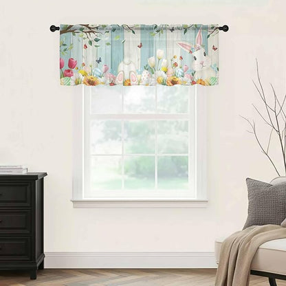 Easter Sheer Valances for Windows 42"x12", Light Filtering Kitchen Curtains - Image 9