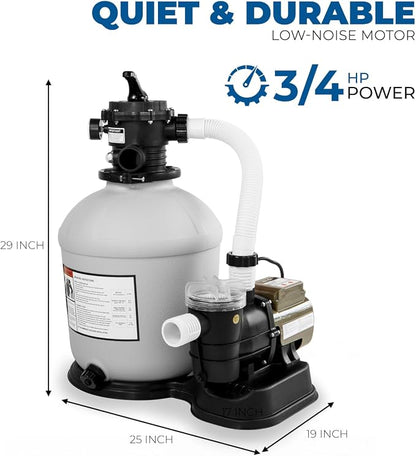 XtremepowerUS 3, 100GPH Swimming Pool 16" Sand Filter 3/4 HP Pool Pump w/ Timer - Image 6