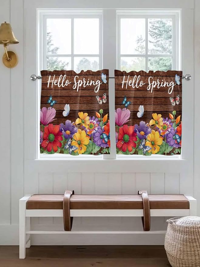 Spring Flowers Half Window Curtain 36 Inches Long, Watercolor Farmhouse - Image 4