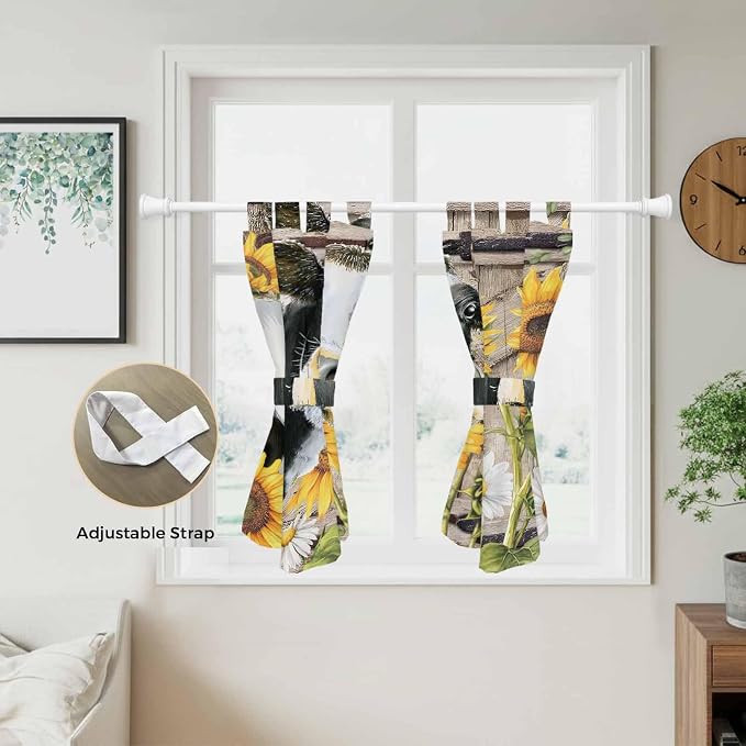 Retro Farmhouse Flower Bedroom Curtains 63 Inch Length, Window Curtains Tab Top - Image 5