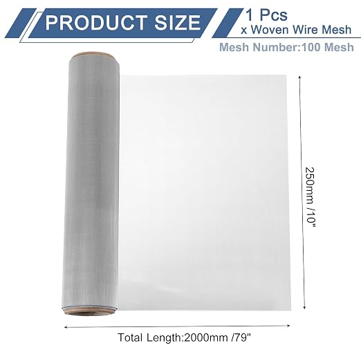 uxcell 100 Mesh 79" x 10" Woven Wire Mesh, 316 Stainless Steel Air Vent Filter - Image 2