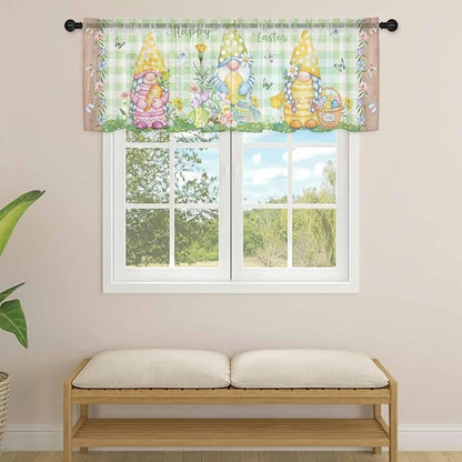 Easter Sheer Valances for Windows 60"x18", Light Filtering Kitchen Curtains - Image 4