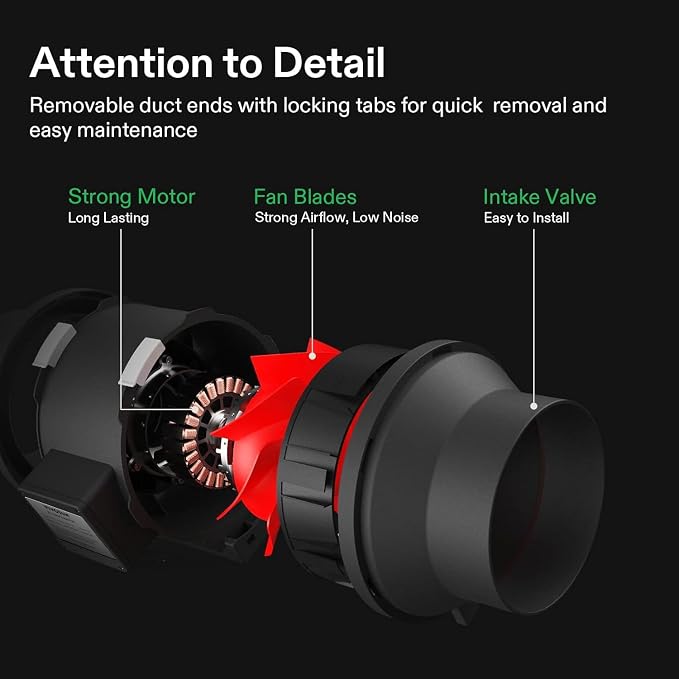 VIVOSUN Grow Tent Ventilation System, 8 Inch Inline Duct Fan - Image 3