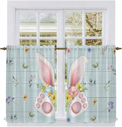Easter Kitchen Curtains 54 Inch Long 2 Panel Set, Rod Pocket Window Curtains - Image 2
