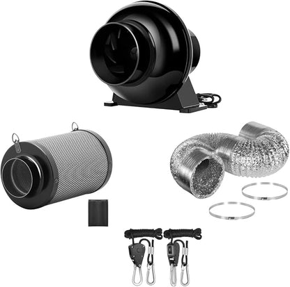 iPower 4 Inch 195 CFM Inline Fan Ventilation Exhaust Blower, Air Carbon Filter by iPower