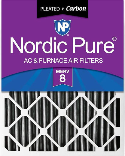 Nordic Pure 16x20x4 Pleated Plus Carbon Air Filters MERV 8 1 Pack by NordicPure