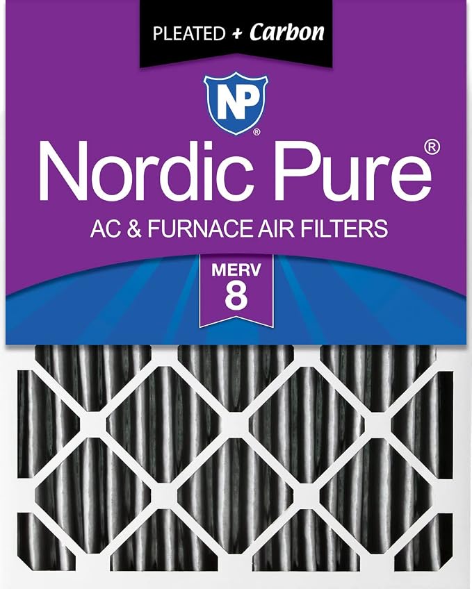 Nordic Pure 20x25x4 Pleated Plus Carbon Air Filters MERV 8 1 Pack by NordicPure