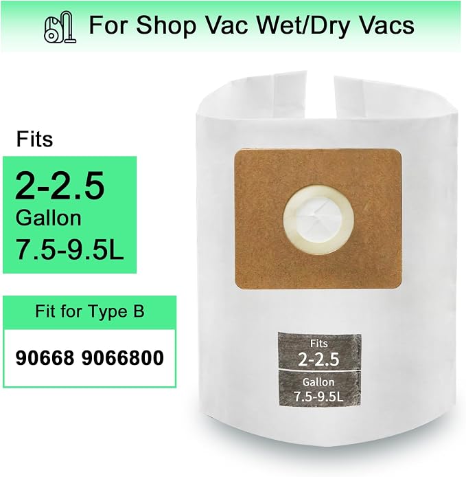 5 Pack Micro Shop VAC Bags 2-2.5 Gallon, Type B 90668 9066800 9066833, All - Image 3