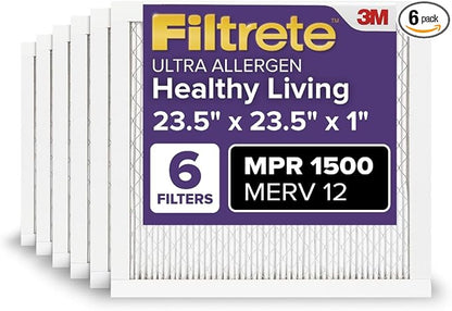 Filtrete 23.5x23.5x1 AC Furnace Air Filter, MERV 12, MPR 1500, CERTIFIED asthma by Filtrete