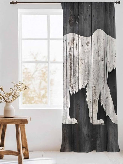 Sheer Curtains 84 Inches Long, Farmhouse Country Rustic Wooden Grain Privacy - Image 3