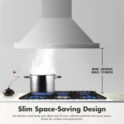 48 inch Wall Mount Range Hood Vent Convertible Vent 800CFM Stainless Steel - Image 8