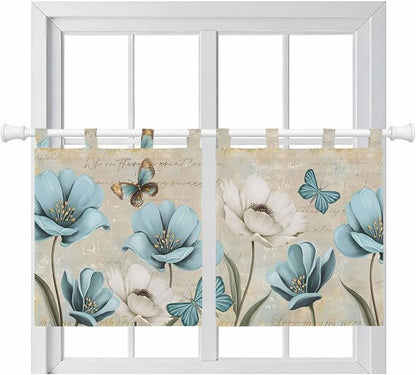 Spring Flowers Kitchen Curtains 36 Inch Length, Small Window Curtains Tab Top by Unknown