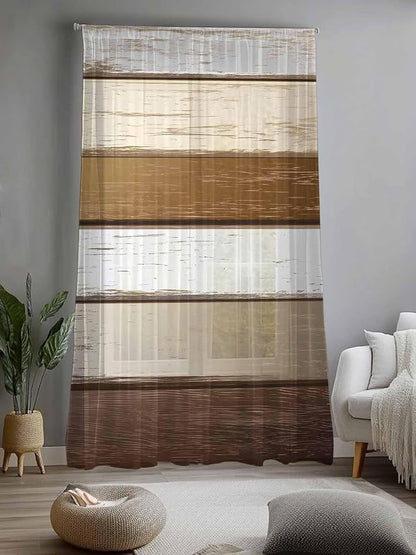 Sheer Curtains 96 Inches Long, Vintage Geometric Brown Semi Sheer Curtains - Image 2